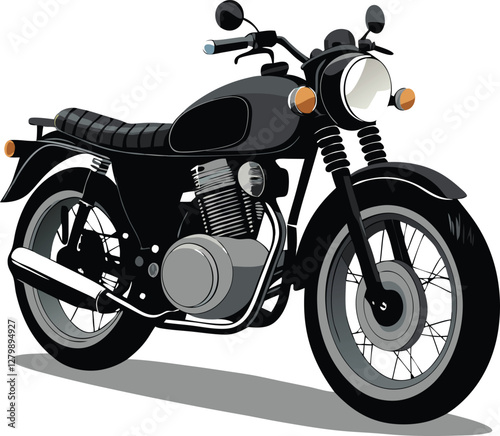 classic motorcycle on white background vector art illustration