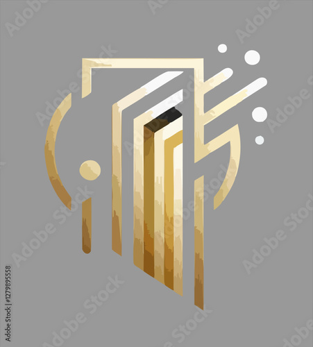 This modern logo design features a stylized doorway, symbolizing pathways to success and opportunity. The elegant gold lines and geometric shapes create a sophisticated and contemporary look