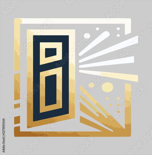 This captivating logo design features a dynamic doorway, symbolizing new opportunities and pathways to success. The striking combination of gold and white elements creates a modern and sophisticated 