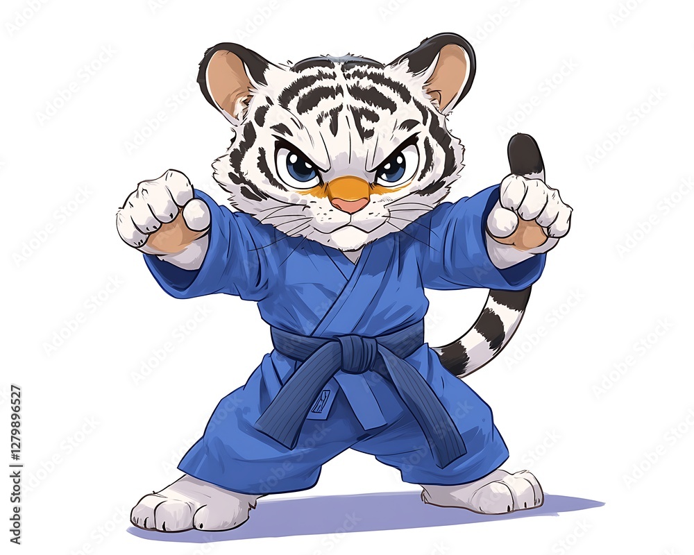 Naklejka premium Cute tiger cub karate
