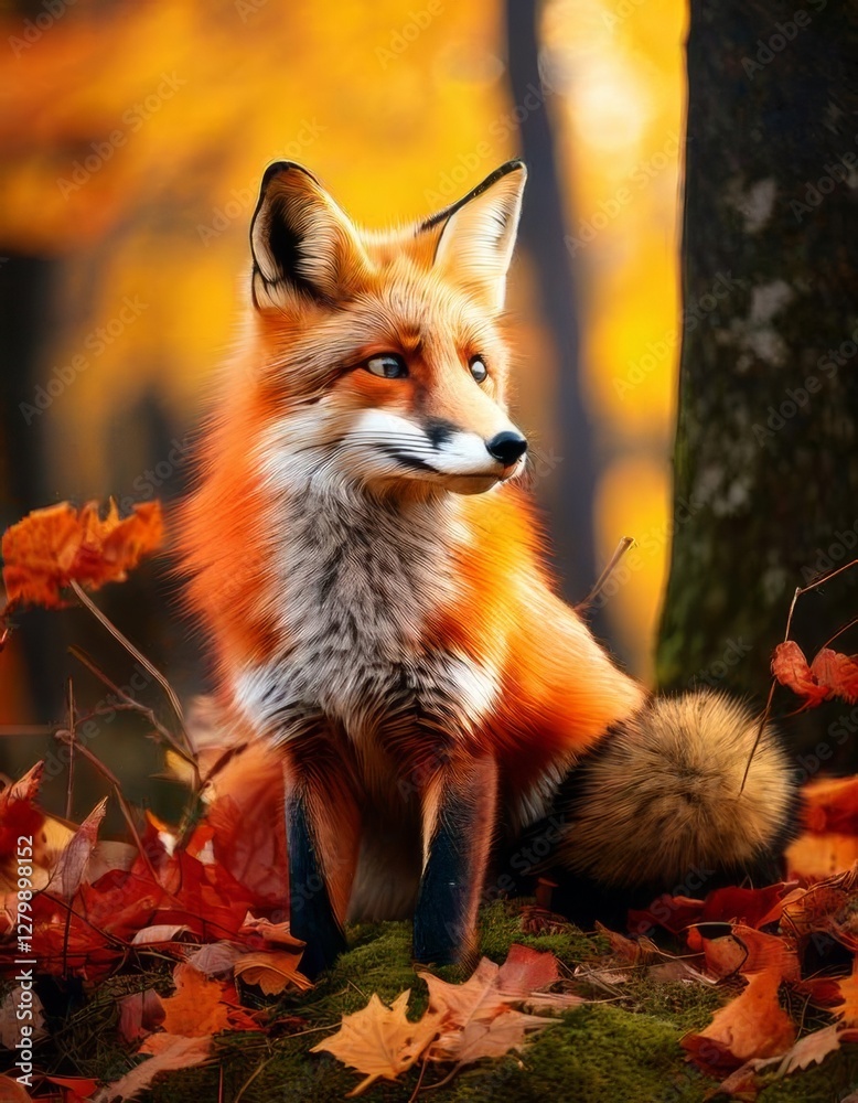 Obraz premium Fox in autumn forest