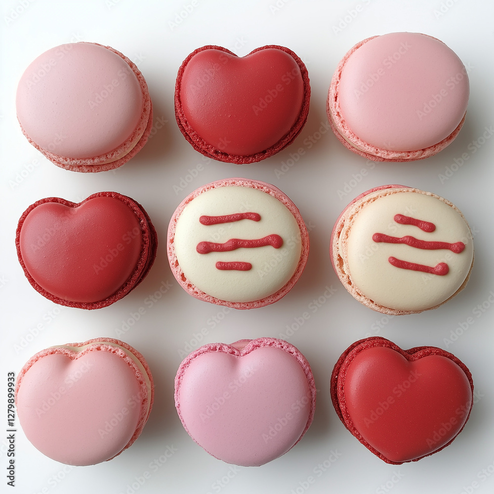 Obraz premium ホワイトデー, バレンタイン, マカロン, 食べ物, デザート, 甘い, ケーキ, フランス, ピンク, カラフル, クッキー, スポンジケーキ, 白, 軽食, 孤立した, 色, おいしい, ペイストリー, 緑, fra, 黄色, 種類, 伝統の, 菓子類, 盛り合わせの