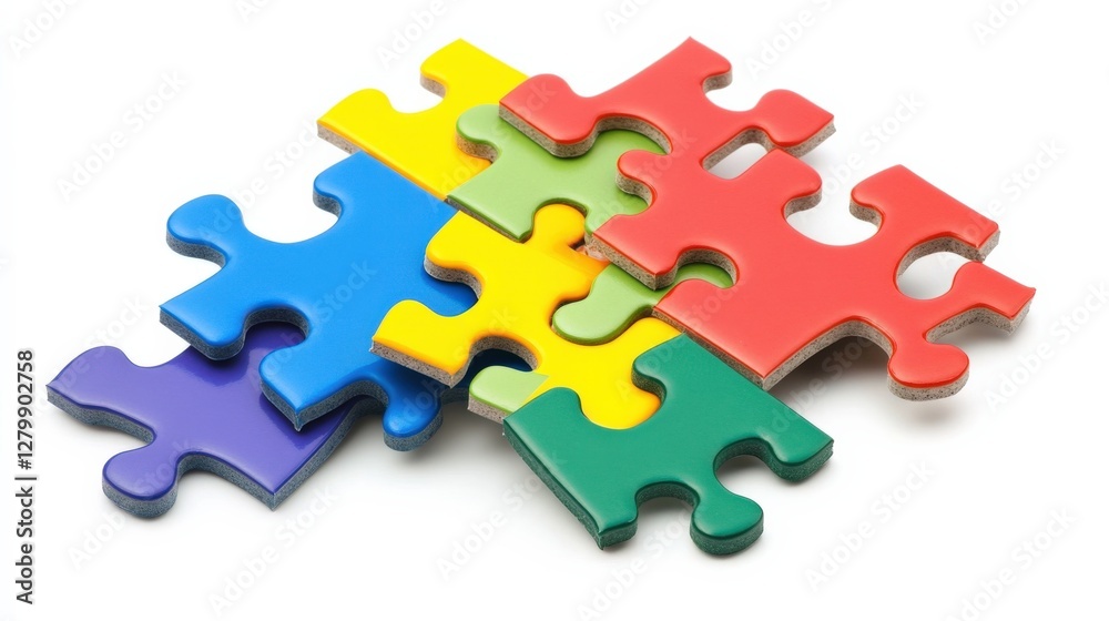 Colorful interlocking puzzle pieces arranged strategically on a white background, symbolizing problem-solving Colorful interlocking puzzle pieces arranged strategically on a white background, symbolizing problem-solving