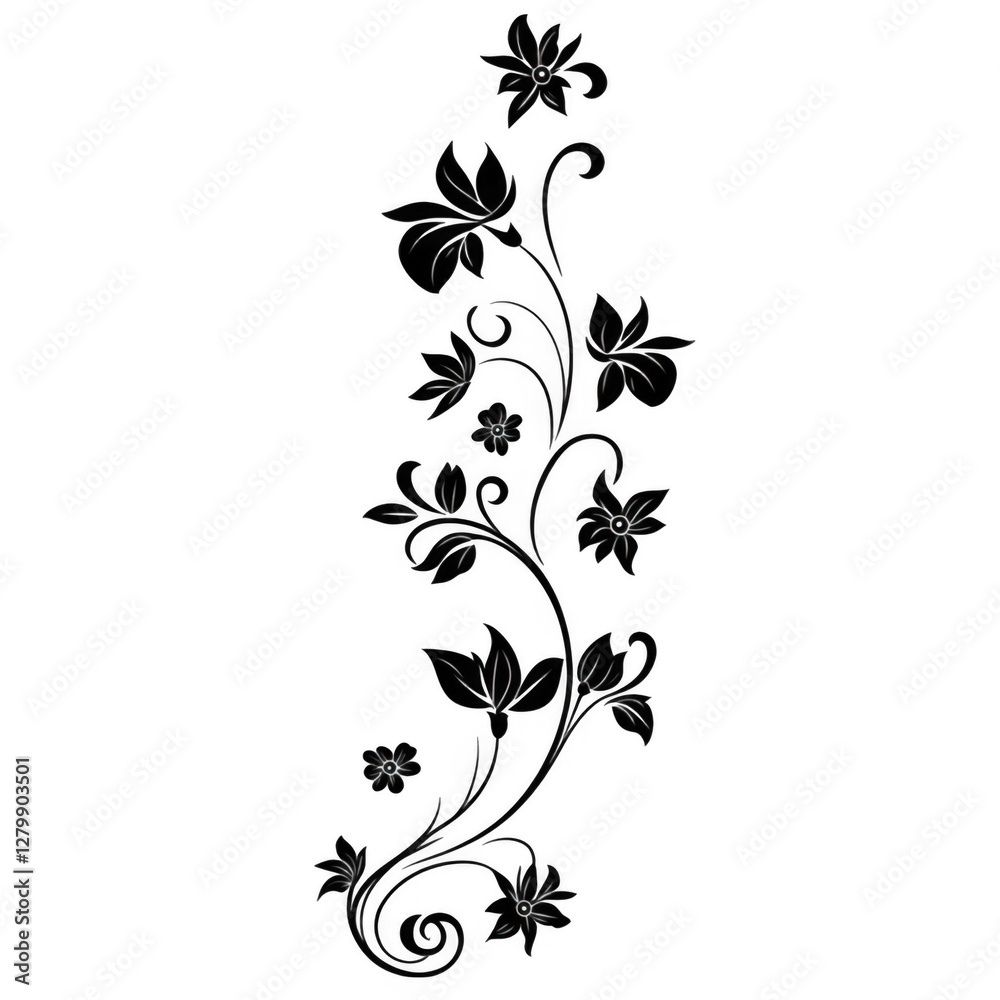 Elegant Floral Design with Delicate Swirls and Detailed Petals Elegant Floral Design with Delicate Swirls and Detailed Petals