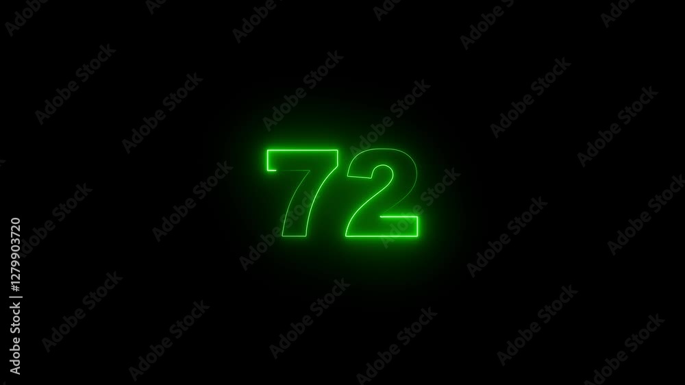 neon glowing text 72 number countdown icon on black background 4k animation. Neon number 72 with alpha channel, Energy red neon 72 number. neon glowing text 72 number countdown icon on black background 4k animation. Neon number 72 with alpha channel, Energy red neon 72 number.