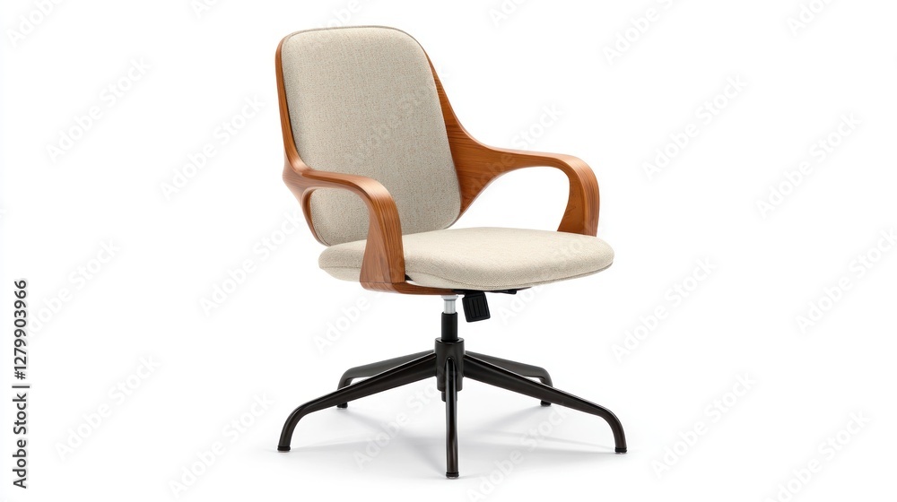 Mid-Century Modern Office Chair on White Background Mid-Century Modern Office Chair on White Background