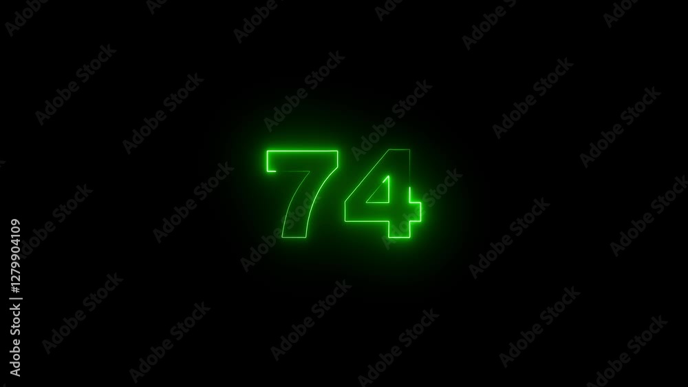 neon glowing text 74 number countdown icon on black background 4k animation. Neon number 74 with alpha channel, Energy red neon 74 number. neon glowing text 74 number countdown icon on black background 4k animation. Neon number 74 with alpha channel, Energy red neon 74 number.