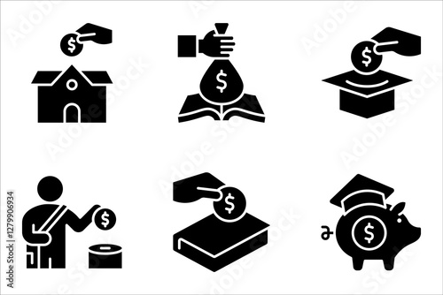 college savings icon set, Tuition fee or scholarship icon thin line web symbol, vector illustration on white background