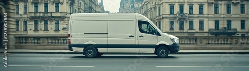 Delivery Van European City Background Use photo