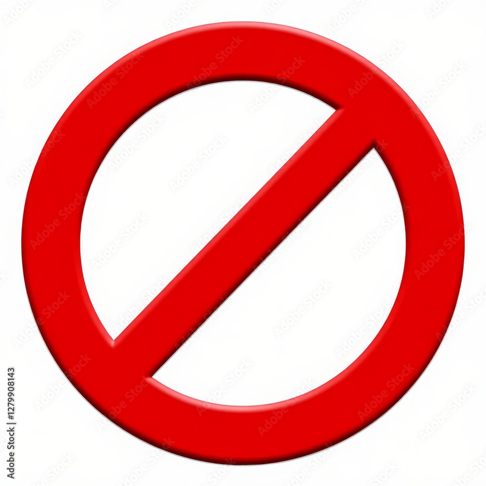 Red prohibition sign on white background