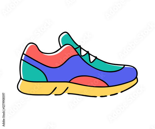Sneaker shoe . Concept. Flat design. Vector illustration. Sneakers in flat style. Sneakers side view. Fashion sneakers.Modern air chamber style sneaker/trainer.