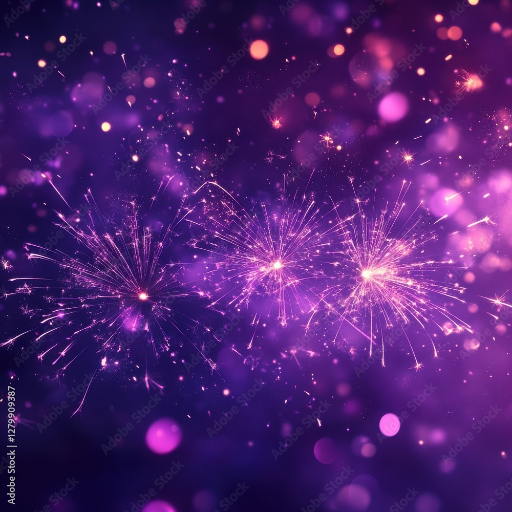 Obraz premium Colorful fireworks display illuminating the night sky with vibrant sparkles and glowing lights in a festive atmosphere for celebration and joy