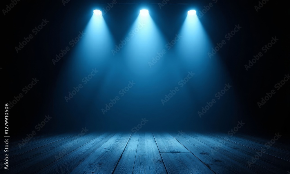 Obraz premium Stage Lights Spotlighting Wood Floor Background