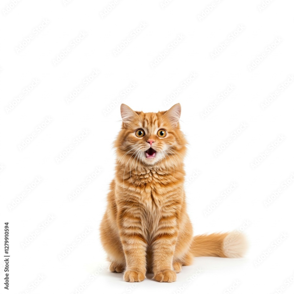 A cat looks ahead in surprise. Minimalist background. A cat looks ahead in surprise. Minimalist background.