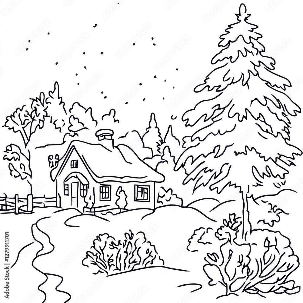 Fototapeta premium Winter Wonderland Coloring Pages