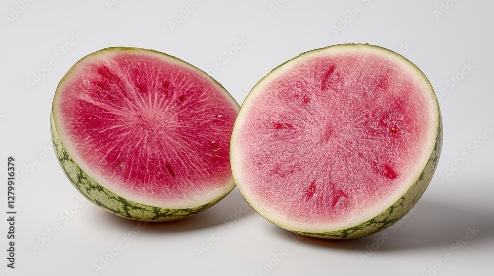 Halved Red Watermelon on White Background Halved Red Watermelon on White Background