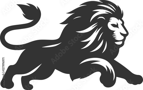 A lion lunging forward aggressively animal silhouette