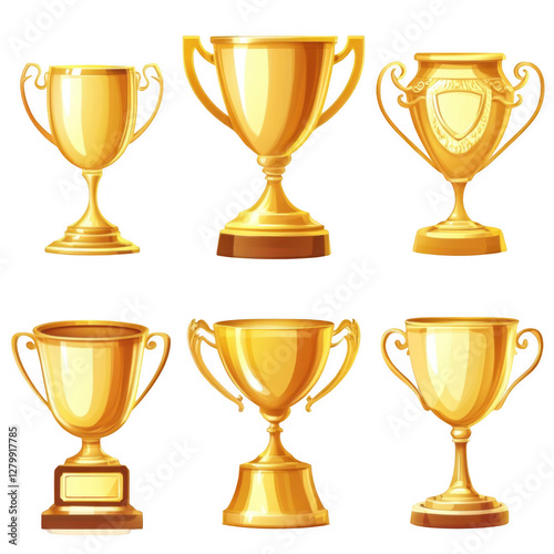 Collection of Golden Trophies for Achievement and Celebration