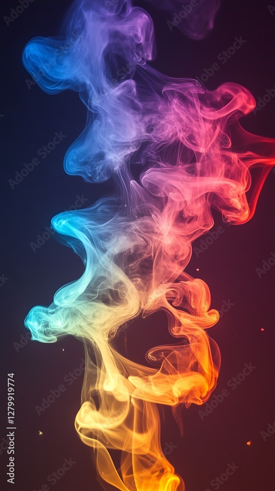 Obraz premium Colorful smoke swirls, dark background (1)