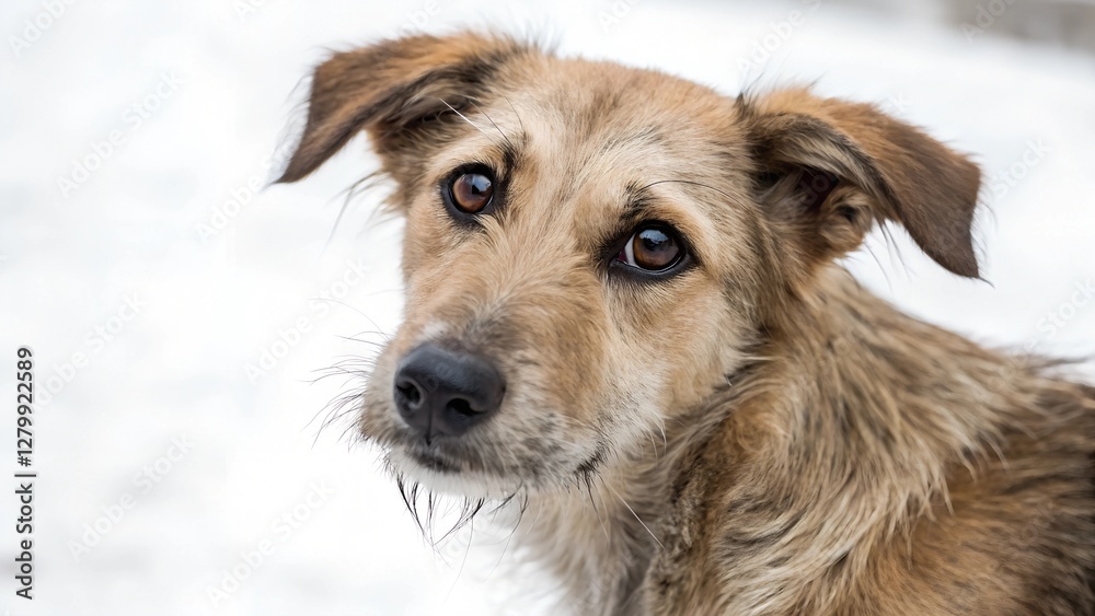 Fototapeta premium Sad, Homeless Dog in Winter; Needing Adoption
