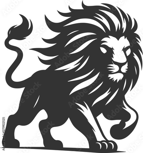 A lion charging with an intense expression animal vector silhouette
