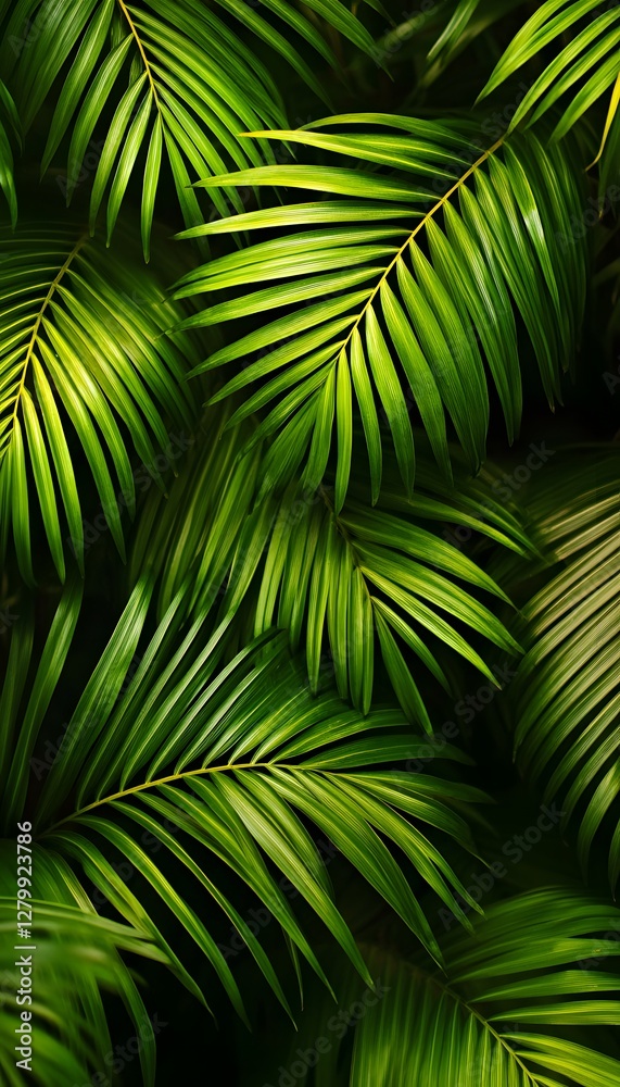 Fototapeta premium Green Palm Leaves Offer a Textured View of Nature