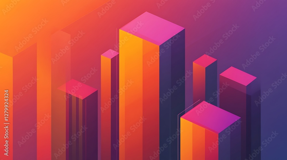 Abstract Isometric Cityscape Warm Color Palette Design Abstract Isometric Cityscape Warm Color Palette Design