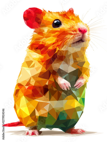 Modern Geometric Hamster Illustration – Polygonal Abstract Animal Art