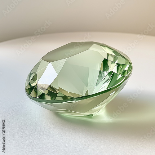 Swamp Green cut Gemstone, on a white background photo