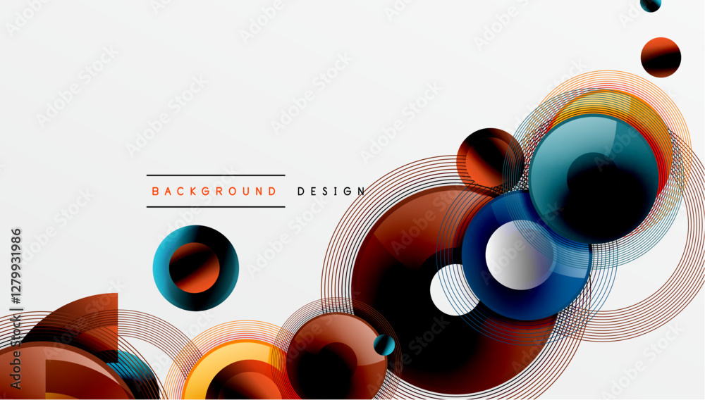 Obraz premium Sleek vector design with overlapping circles in vibrant colors and smooth gradients. Dynamic composition with depth, symmetry, and minimalistic elegance on a light background