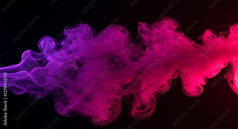 Fototapeta premium Swirling Smoke Texture with Vibrant Pink and Purple Colors on Black