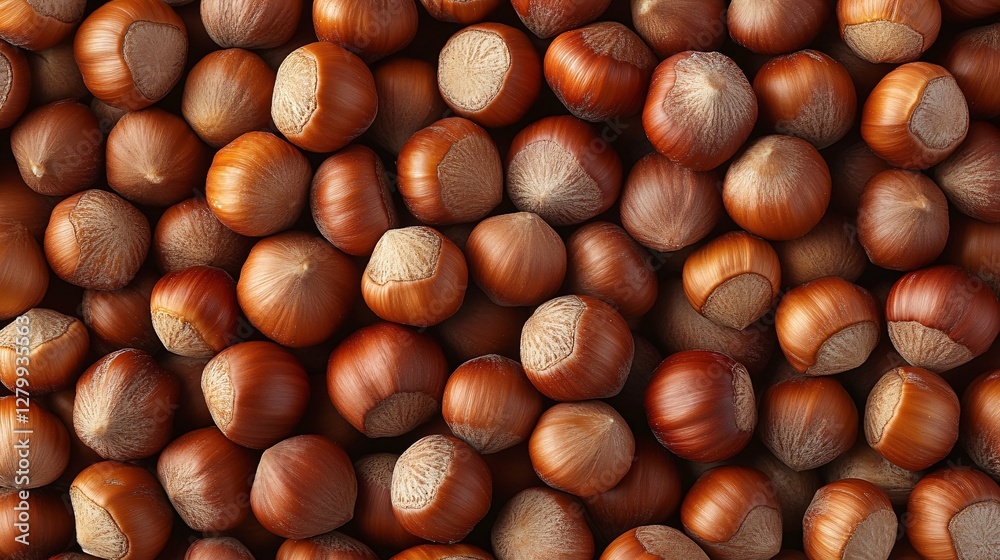 An overhead shot of various roasted hazelnuts in a pile An overhead shot of various roasted hazelnuts in a pile