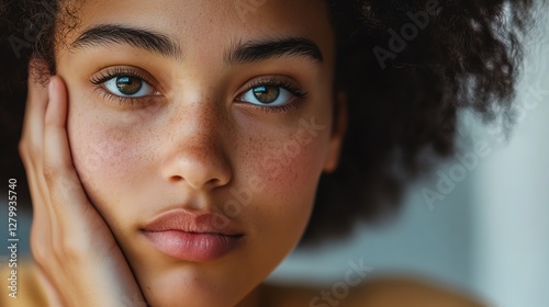 A closeup shot of a person with a hand on their cheek, visibly uncomfortable as bad breath affects those nearby