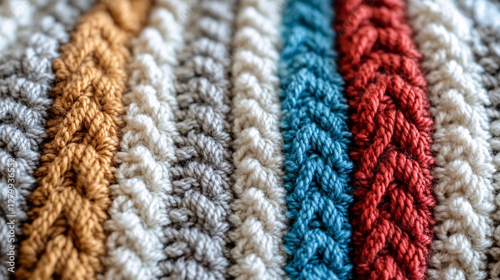 Woven texture showing multiple colors of yarn making a pattern Woven texture showing multiple colors of yarn making a pattern