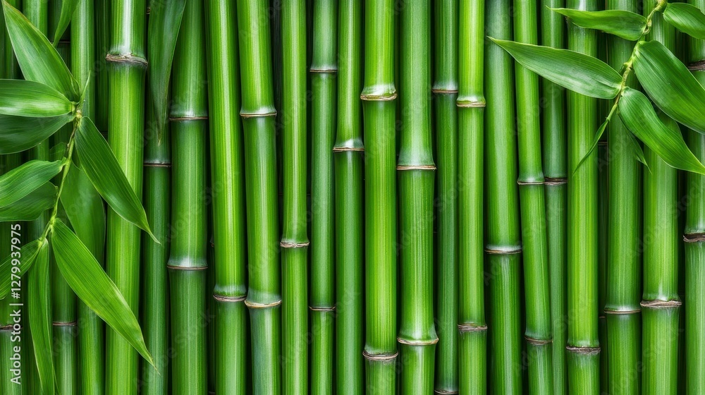 Fresh Green Bamboo Stems and Leaves Background for Natural Decor Fresh Green Bamboo Stems and Leaves Background for Natural Decor