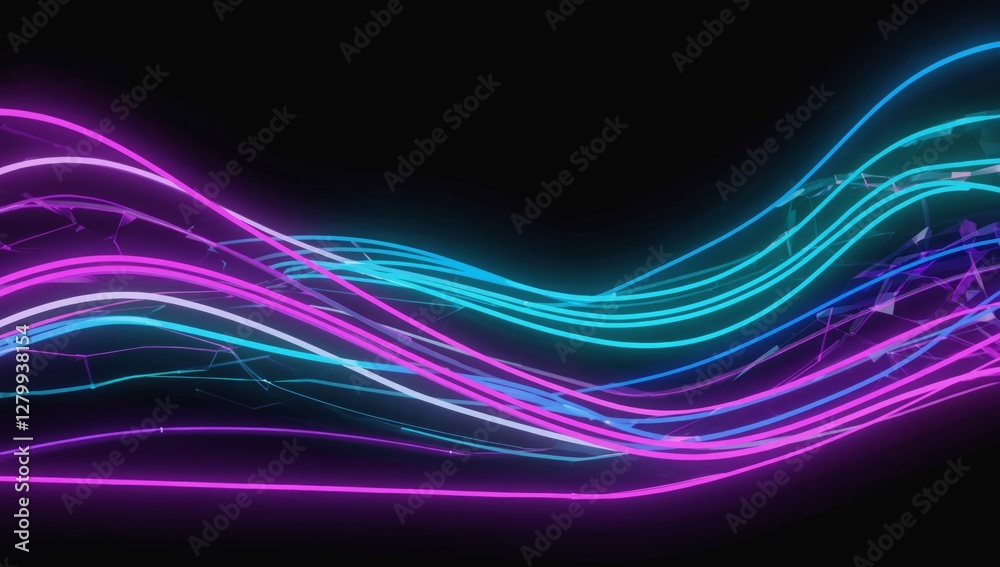 Naklejka premium Abstract neon light waves