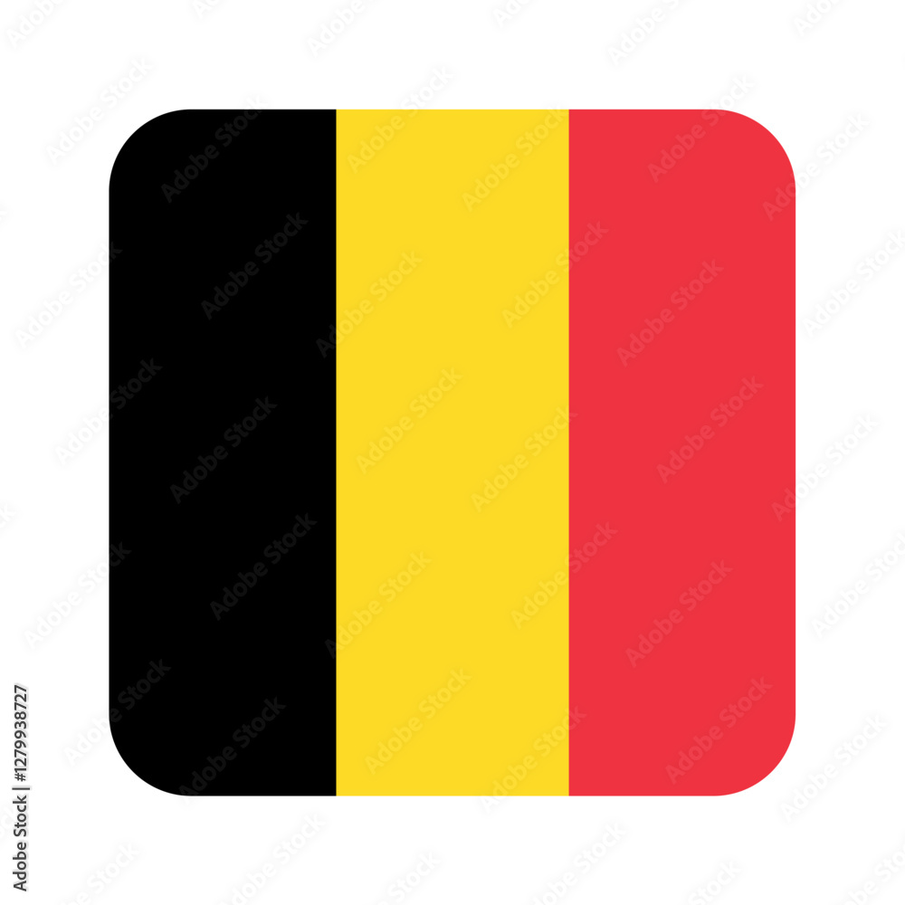 Fototapeta premium Flag of Belgium. Belgium rounded square flag icon digital vector illustration