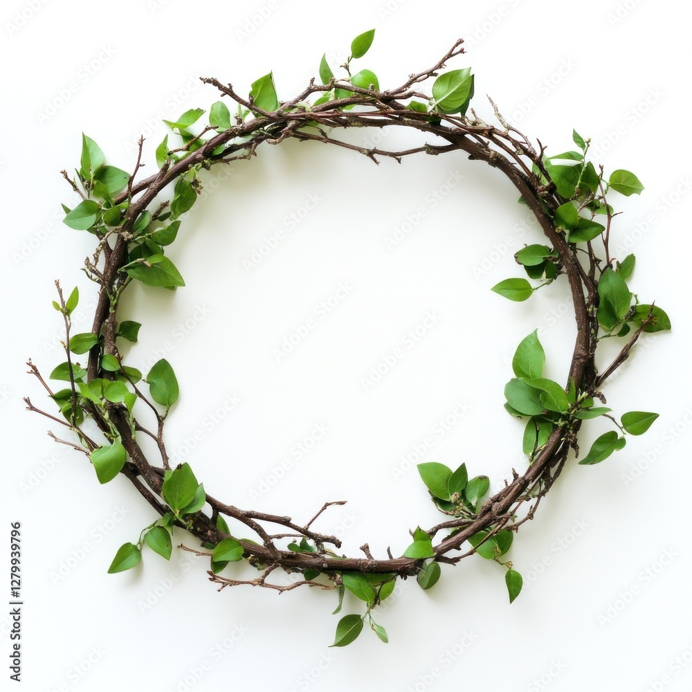 Fototapeta premium Simple nature wreath frame, perfect for a spring/summer design