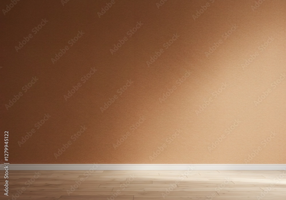 Empty Room with Brown Textured Wall and Wooden Floor Empty Room with Brown Textured Wall and Wooden Floor