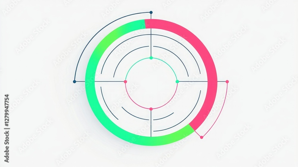 A colorful circular diagram with segments in green, pink, and blue, representing data or processes in a visually engaging manner. A colorful circular diagram with segments in green, pink, and blue, representing data or processes in a visually engaging manner.