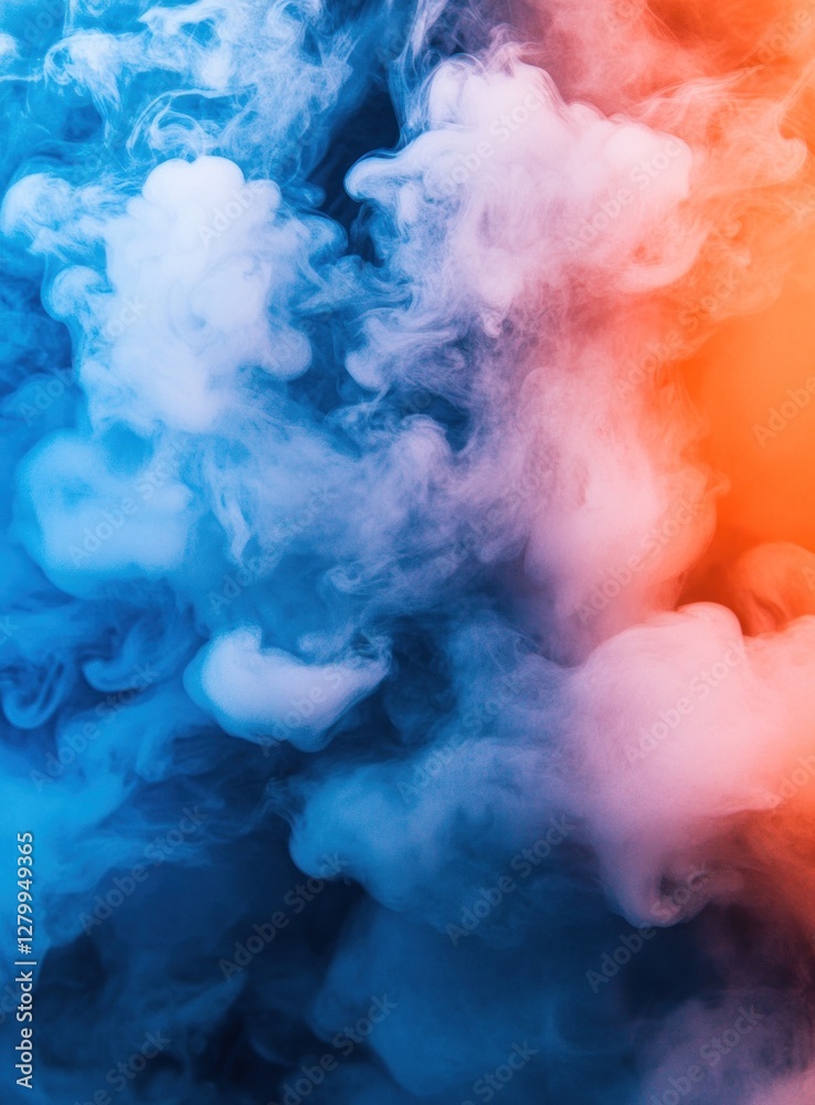 Naklejka premium Abstract blue and orange smoke swirls.