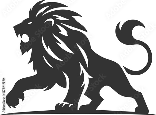 A lion in a battle stance and ready to attack vector animal silhouette