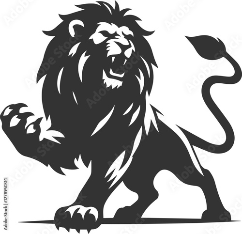 A lion in a battle stance and ready to attack vector animal silhouette