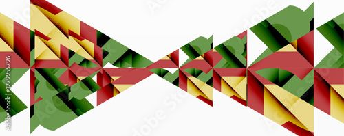 Abstract geometric artwork with interwoven angular and curved shapes, dynamic composition with smooth gradients and bold contrasts
