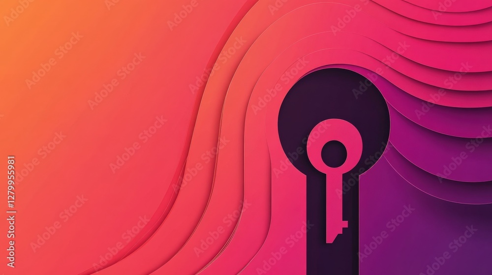 Abstract keyhole design with vibrant gradient background, illustrating security and access themes Abstract keyhole design with vibrant gradient background, illustrating security and access themes
