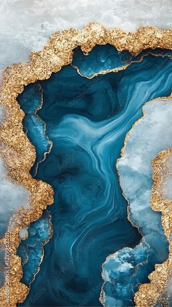 Fototapeta premium Blue gold marble texture art background