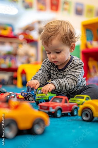 A child explores different shapes and sizes with a set of wooden puzzle pieces