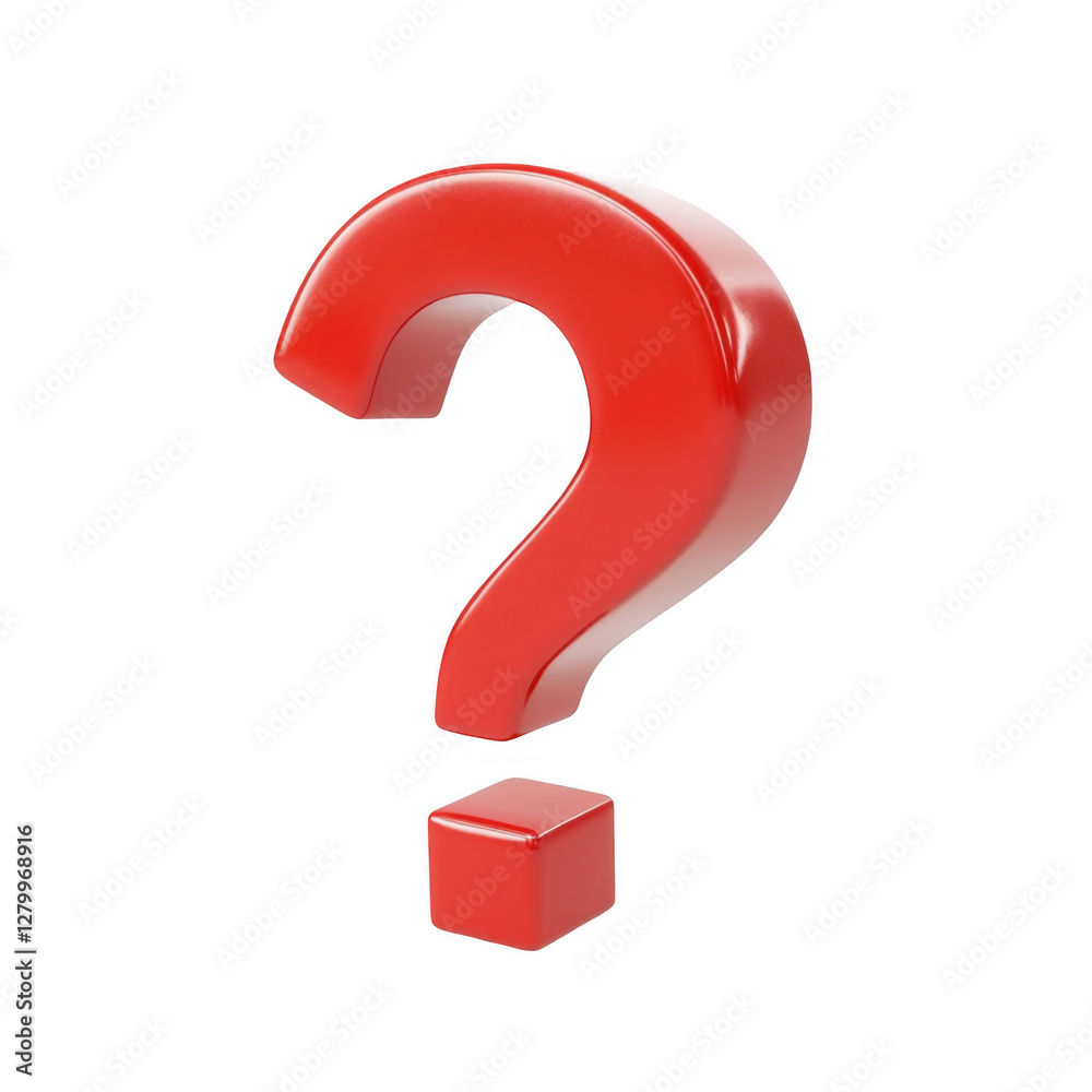 Red Question Mark Symbol on White Background for Inquiry Concept Red Question Mark Symbol on White Background for Inquiry Concept