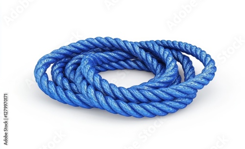 Blue Rope Coiled on White Background (1) photo