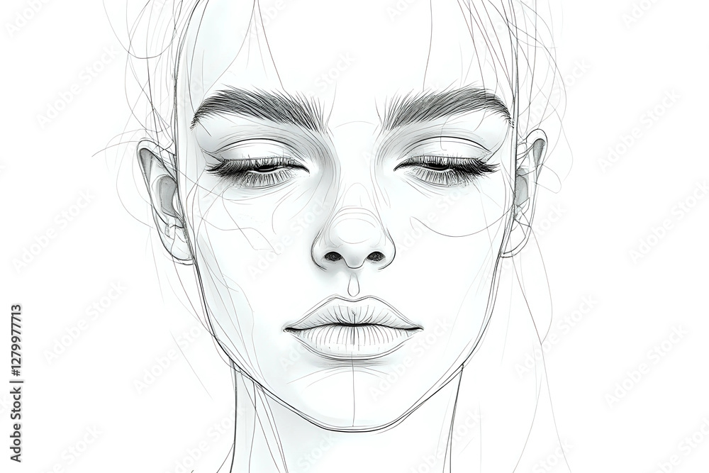 Abstract face one line drawing. Portrait minimalistic style. Fine one line drawing abstract face. One line drawing abstract faces. Modern continuous line art.